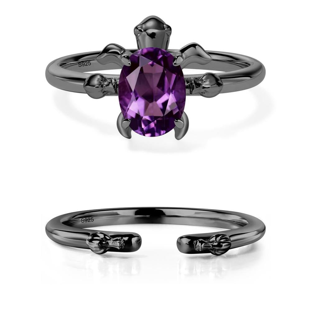 Amethyst Turtle Ring - LUO Jewelry #metal_black finish sterling silver