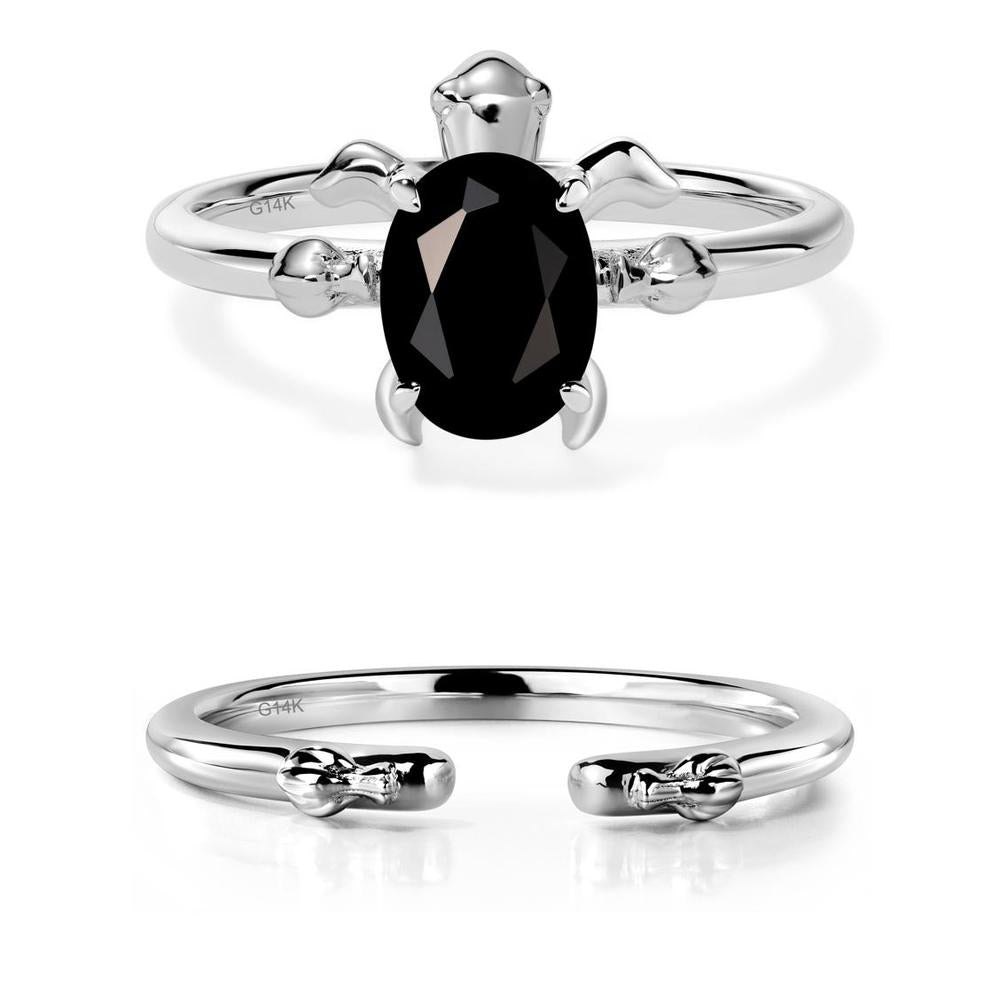 Black Spinel Sea Turtle Ring - LUO Jewelry #metal_14k white gold