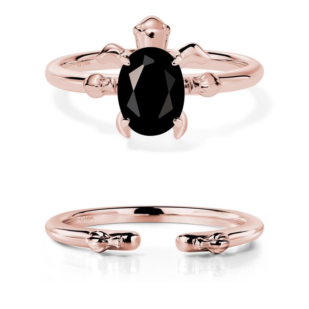 Black Spinel Sea Turtle Ring - LUO Jewelry #metal_18k rose gold