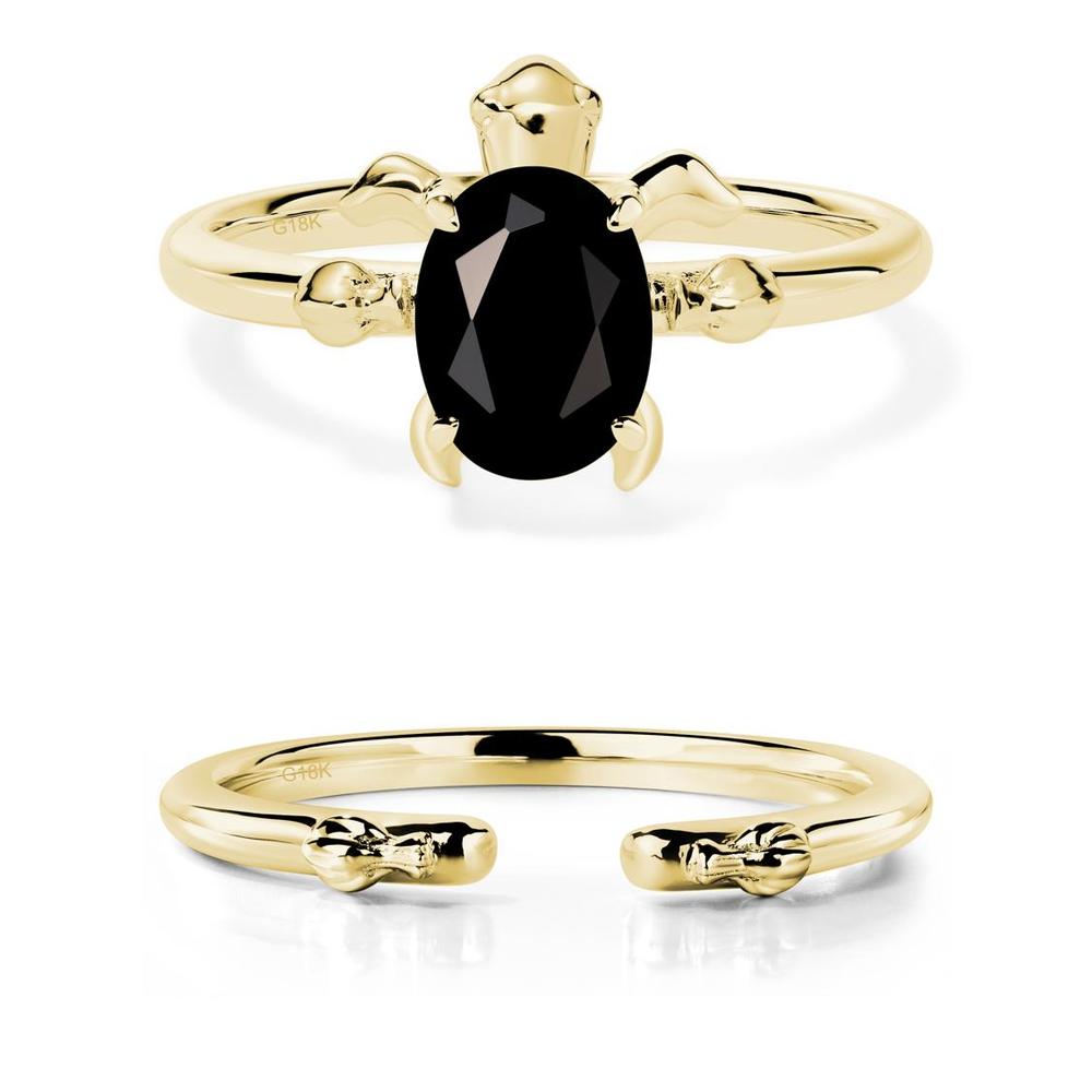 Black Spinel Sea Turtle Ring - LUO Jewelry #metal_18k yellow gold