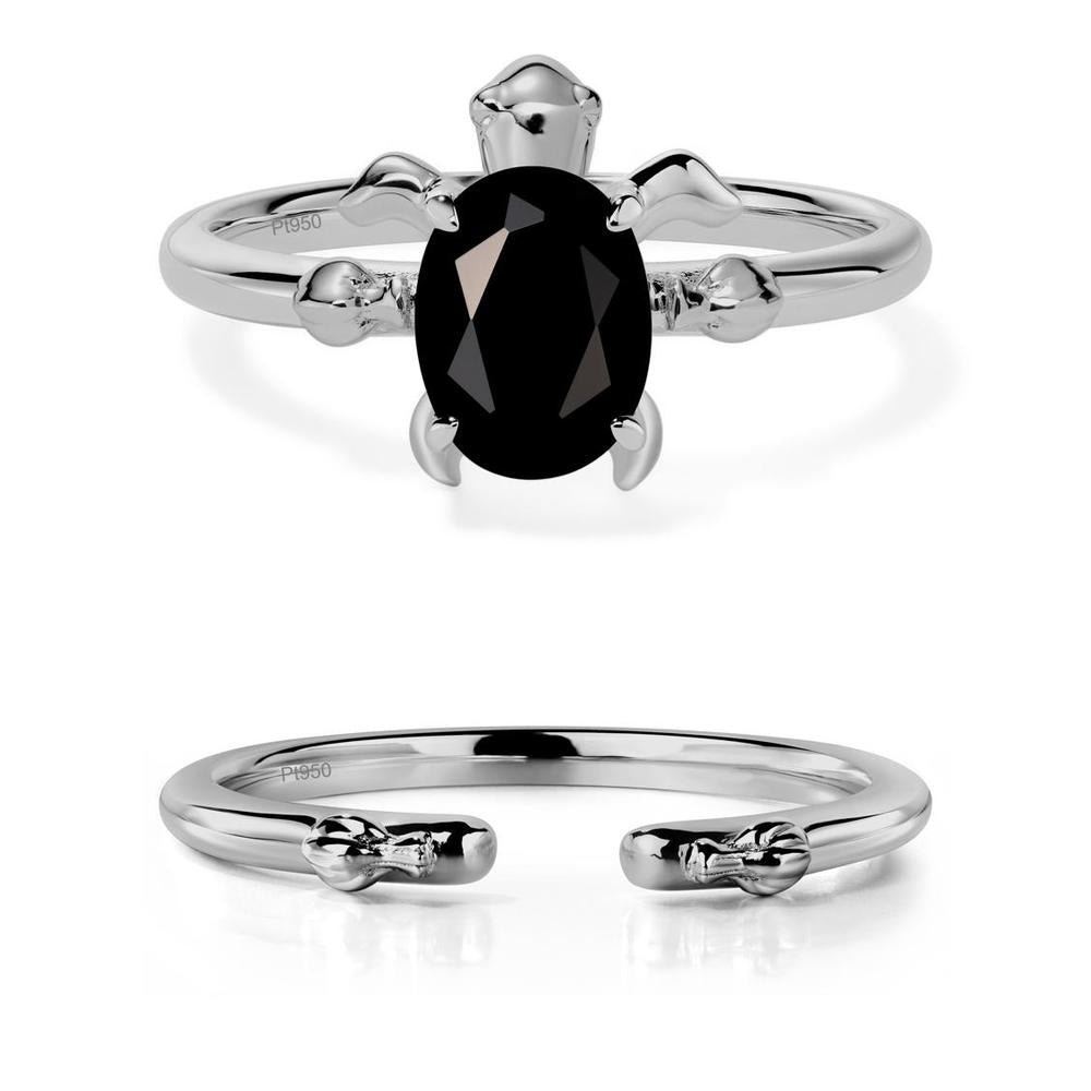 Black Spinel Sea Turtle Ring - LUO Jewelry #metal_platinum