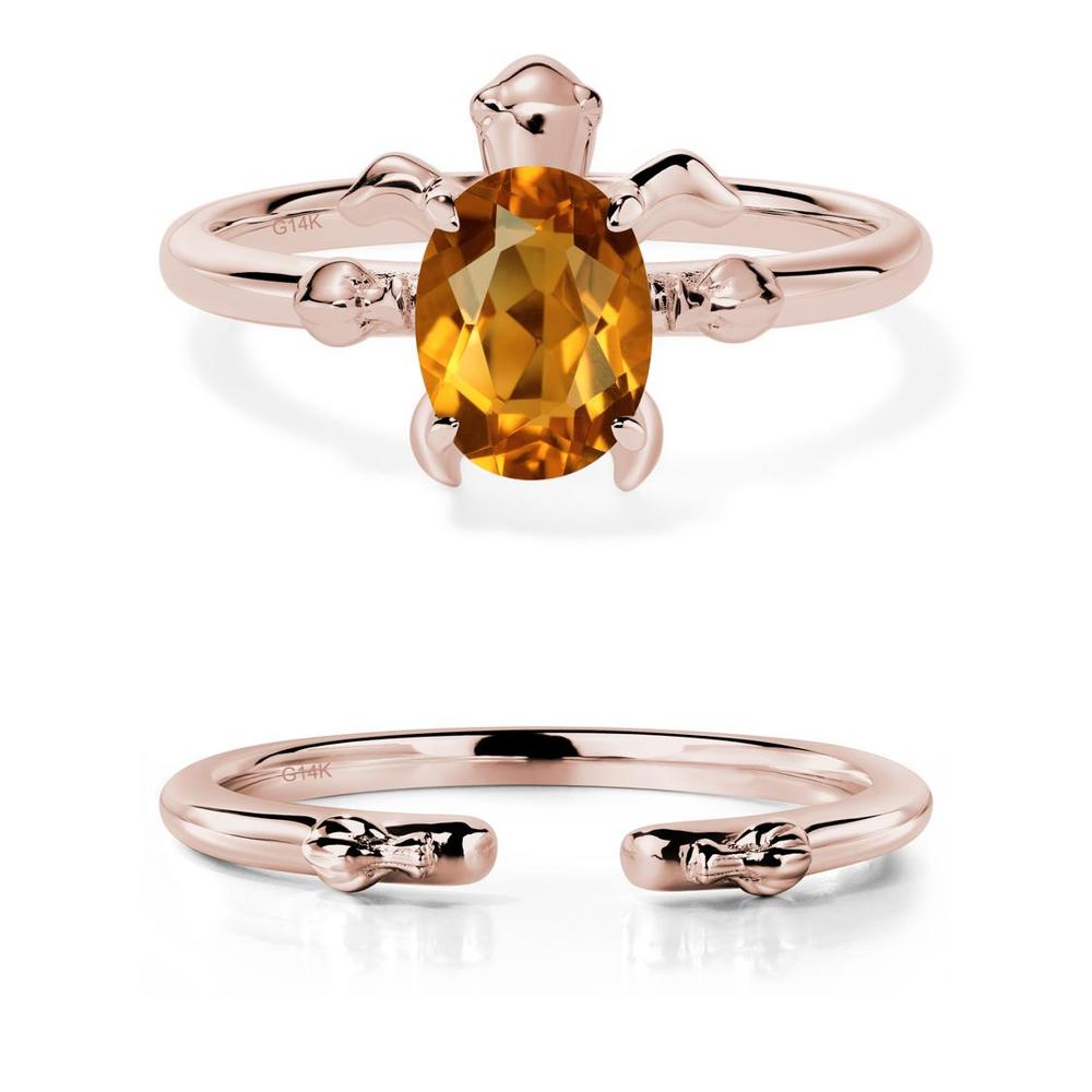 Citrine Turtle Engagement Ring - LUO Jewelry #metal_14k rose gold