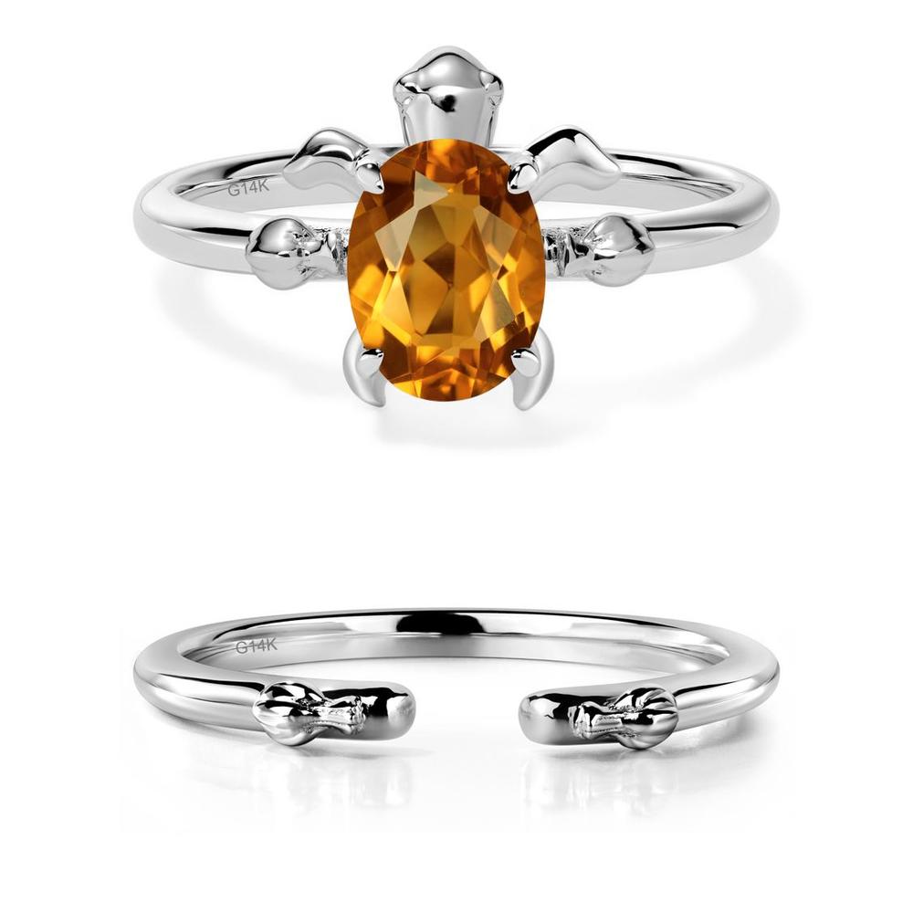 Citrine Turtle Engagement Ring - LUO Jewelry #metal_14k white gold