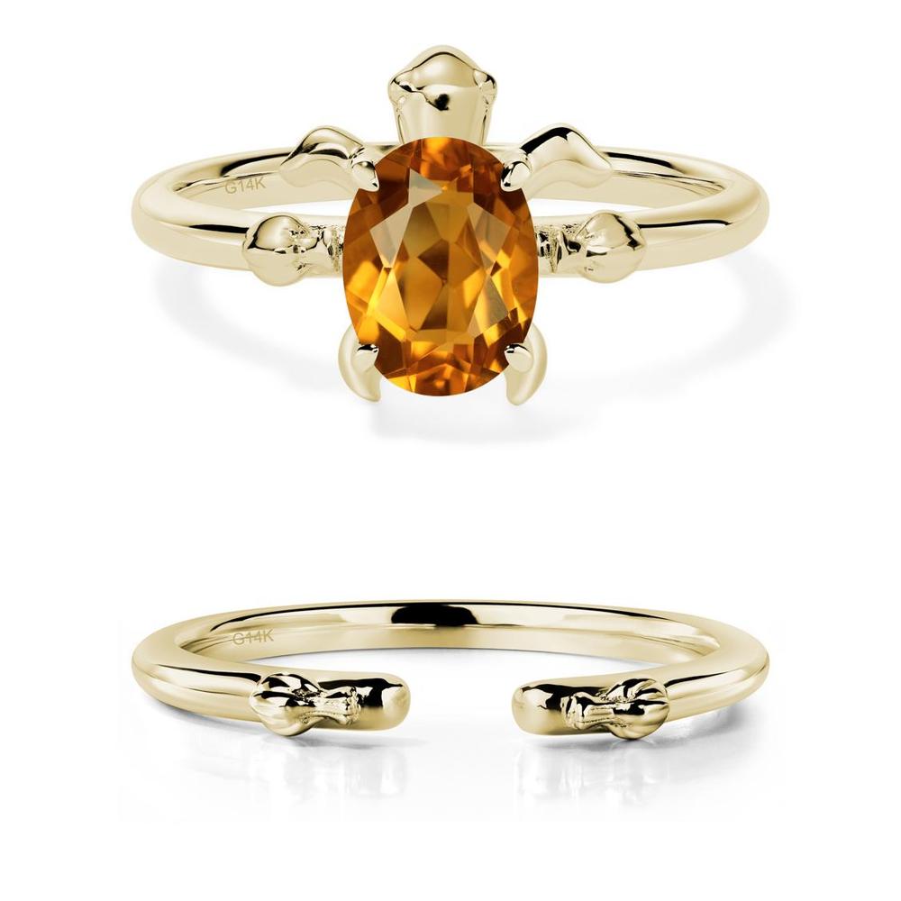 Citrine Turtle Engagement Ring - LUO Jewelry #metal_14k yellow gold