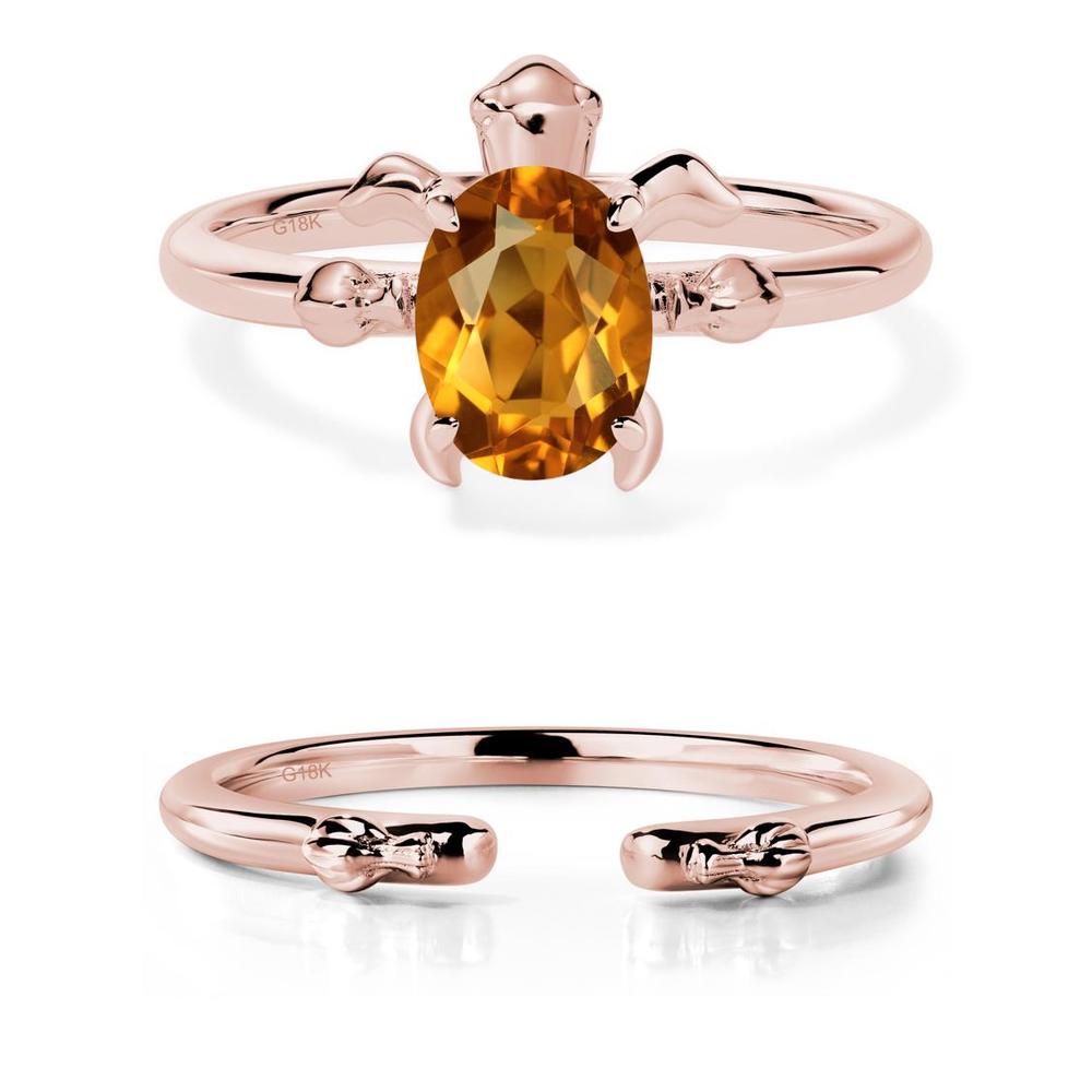 Citrine Turtle Engagement Ring - LUO Jewelry #metal_18k rose gold