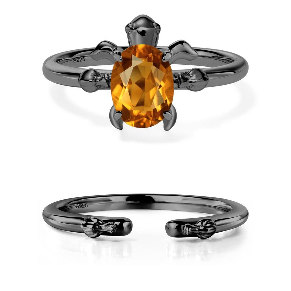 Citrine Turtle Engagement Ring - LUO Jewelry #metal_black finish sterling silver