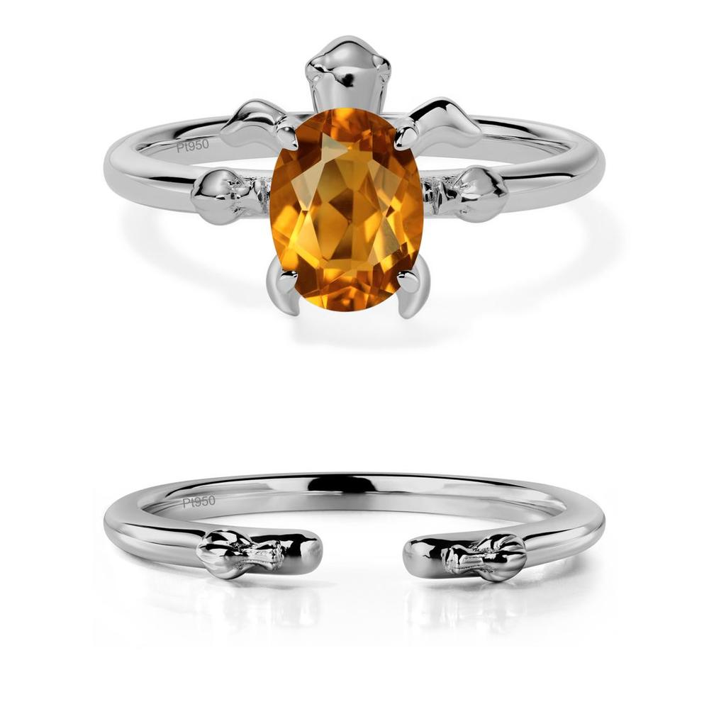 Citrine Turtle Engagement Ring - LUO Jewelry #metal_platinum