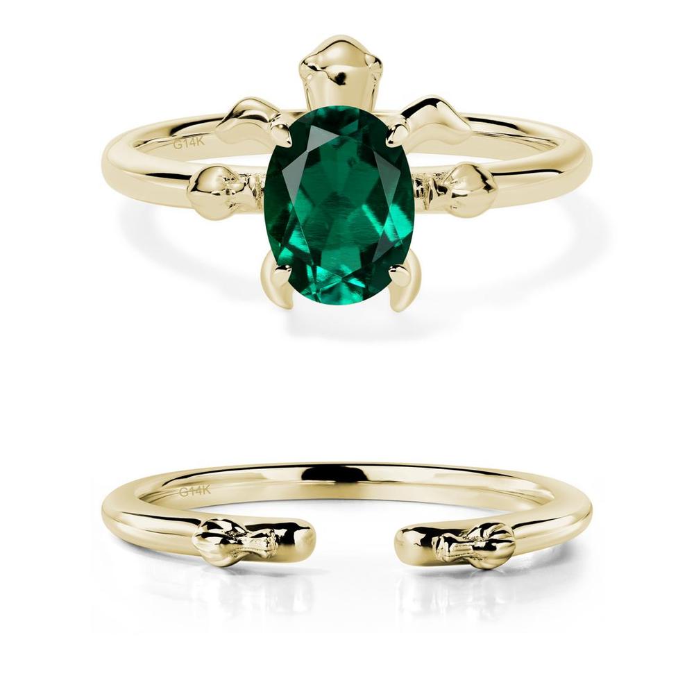 Oval Cut Emerald Turtle Ring - LUO Jewelry #metal_14k yellow gold