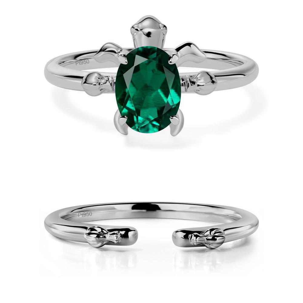 Oval Cut Emerald Turtle Ring - LUO Jewelry #metal_platinum