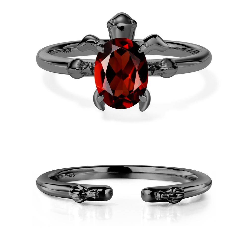 Garnet Turtle Ring - LUO Jewelry #metal_black finish sterling silver