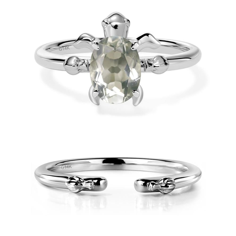 Green Amethyst Sea Turtle Ring - LUO Jewelry #metal_14k white gold