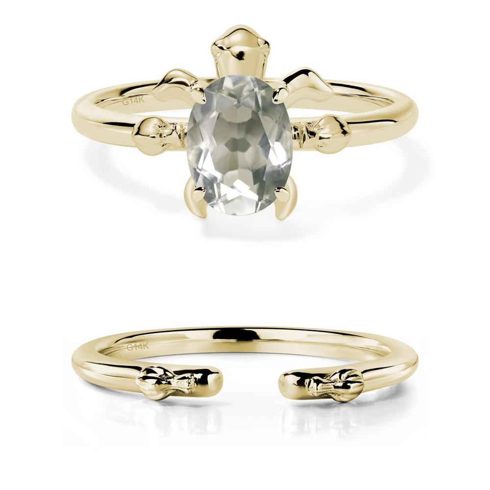 Green Amethyst Sea Turtle Ring - LUO Jewelry #metal_14k yellow gold