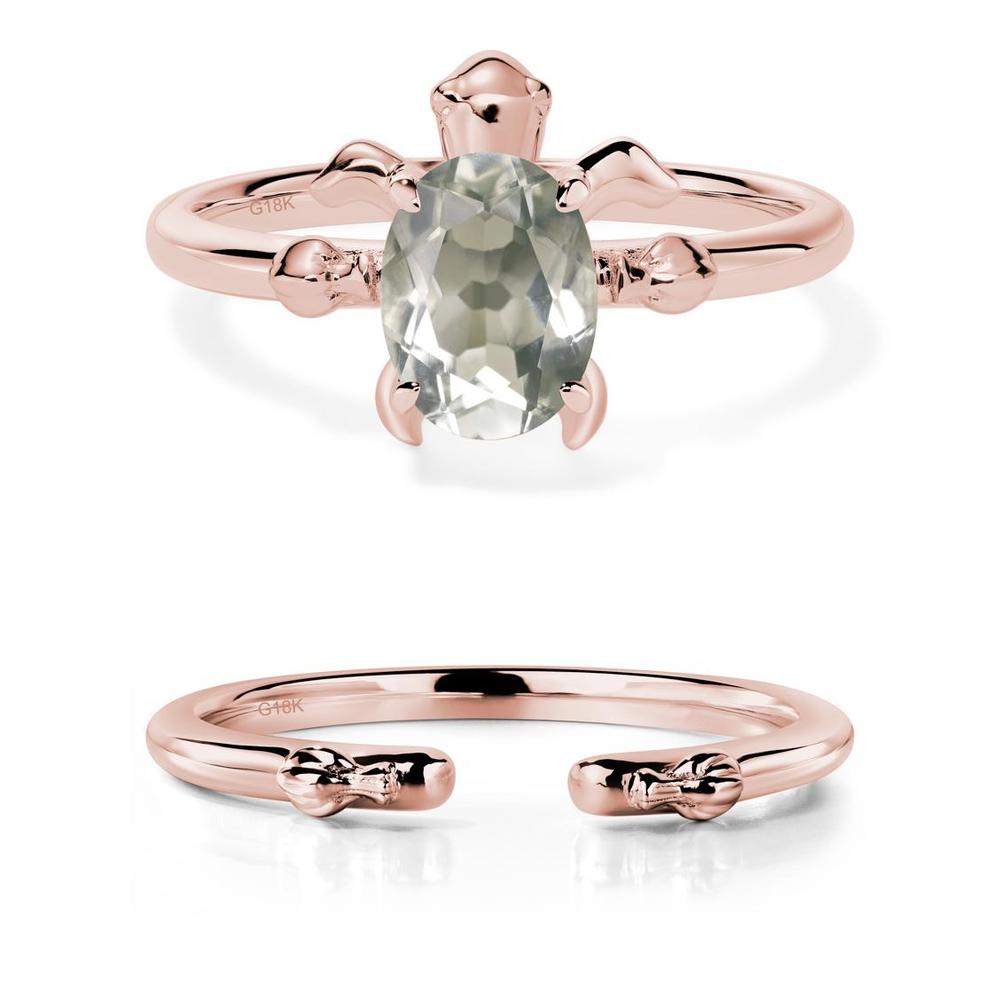 Green Amethyst Sea Turtle Ring - LUO Jewelry #metal_18k rose gold