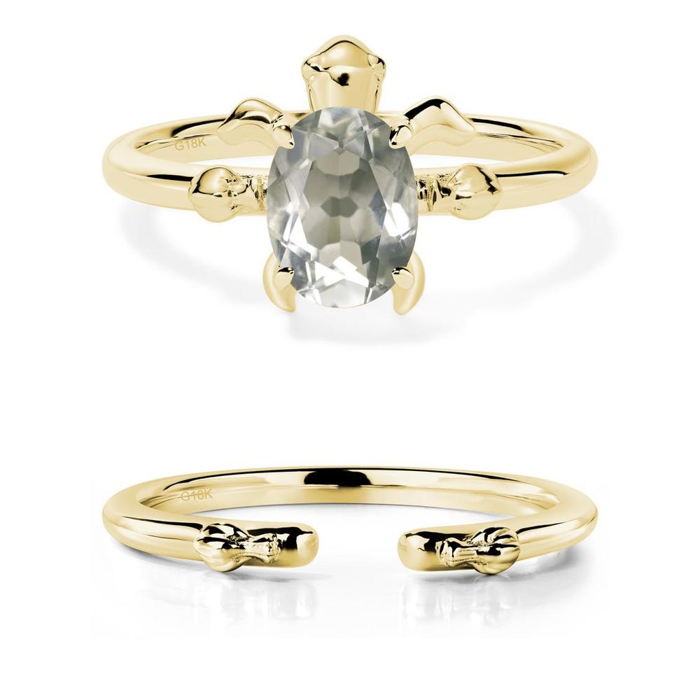 Green Amethyst Sea Turtle Ring - LUO Jewelry #metal_18k yellow gold