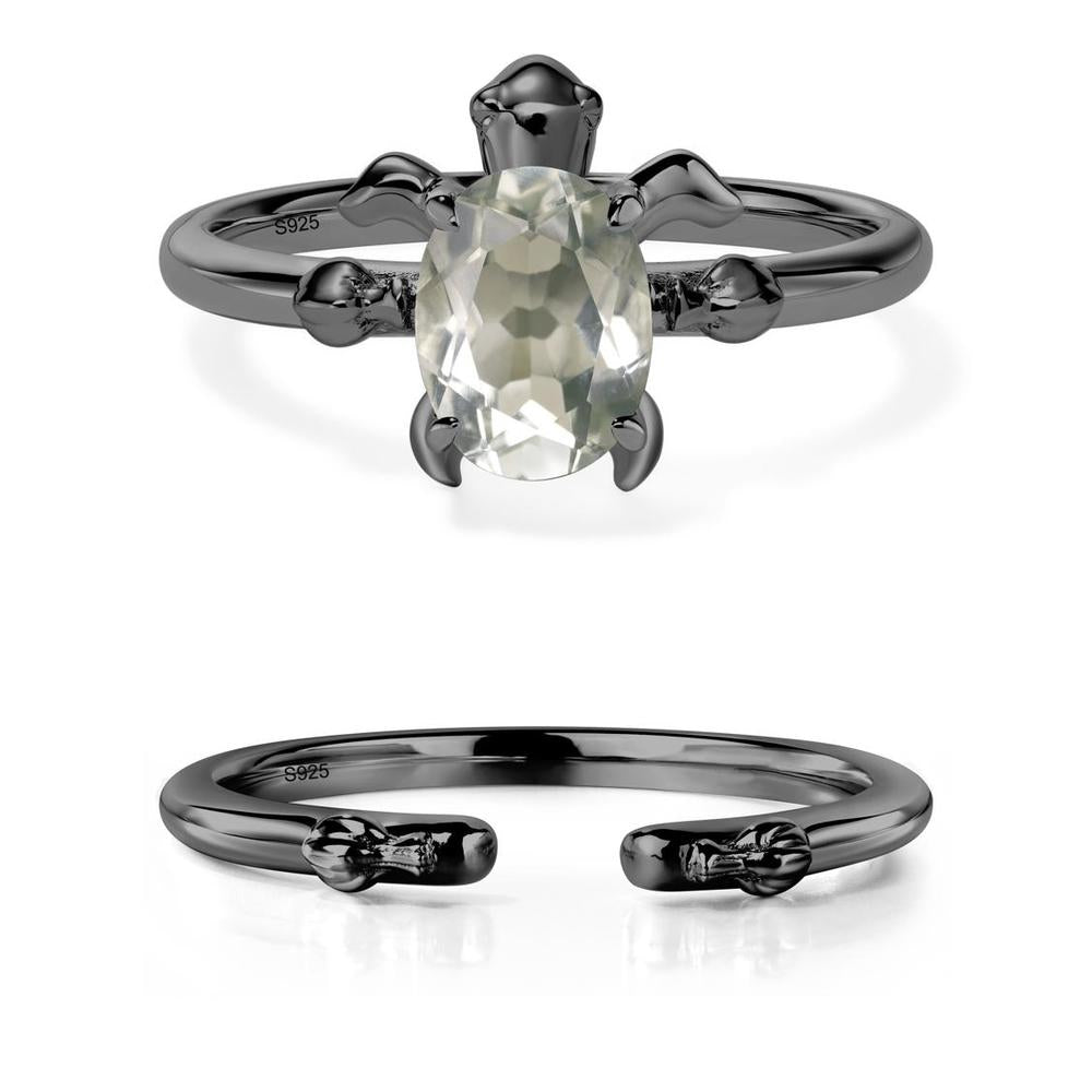 Green Amethyst Sea Turtle Ring - LUO Jewelry #metal_black finish sterling silver