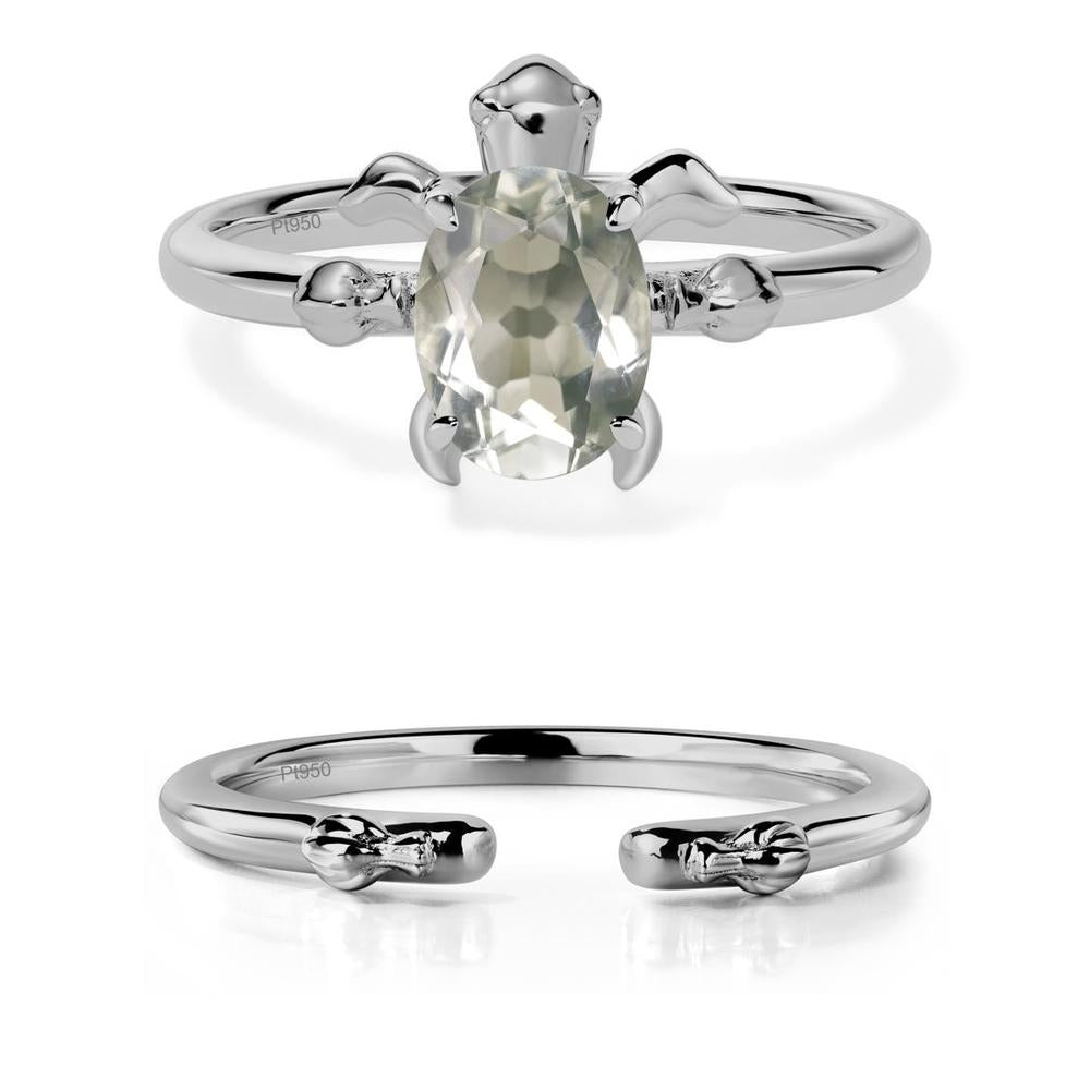 Green Amethyst Sea Turtle Ring - LUO Jewelry #metal_platinum