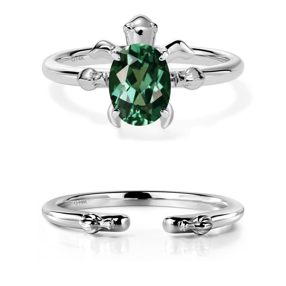 Green Sapphire Turtle Engagement Ring - LUO Jewelry #metal_14k white gold