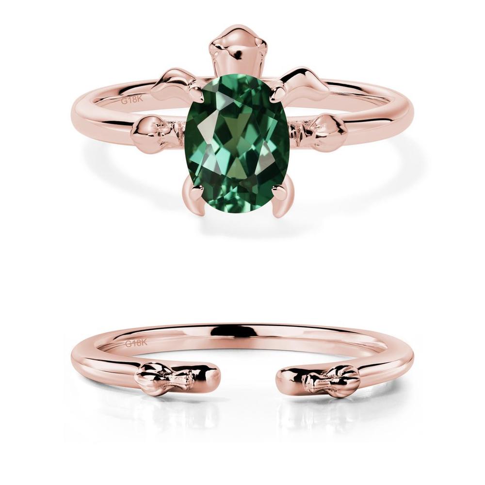 Green Sapphire Turtle Engagement Ring - LUO Jewelry #metal_18k rose gold