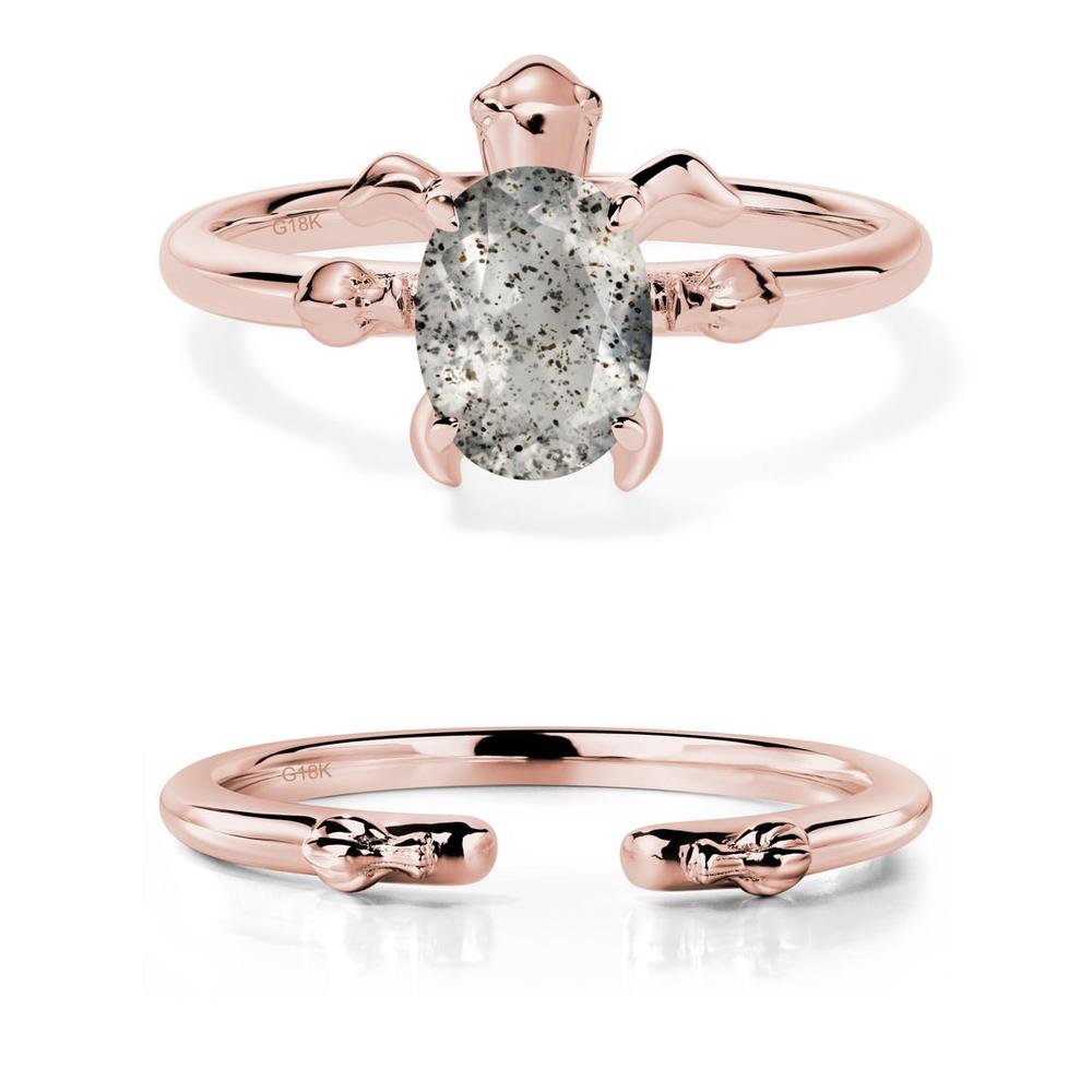 Oval Cut Herkimer Diamond Turtle Ring - LUO Jewelry #metal_18k rose gold