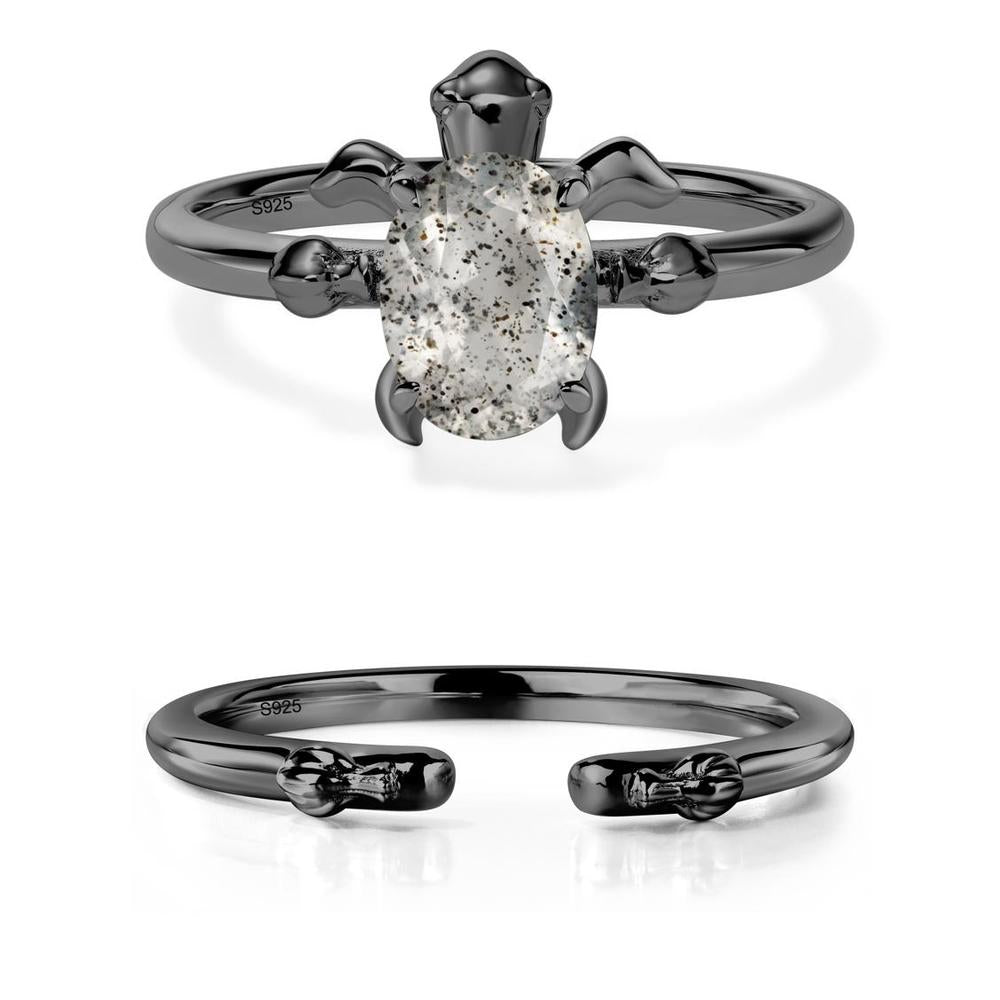 Oval Cut Herkimer Diamond Turtle Ring - LUO Jewelry #metal_black finish sterling silver