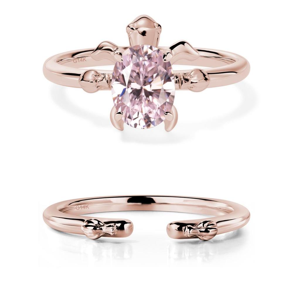 Pink Cubic Zirconia Turtle Ring - LUO Jewelry #metal_14k rose gold