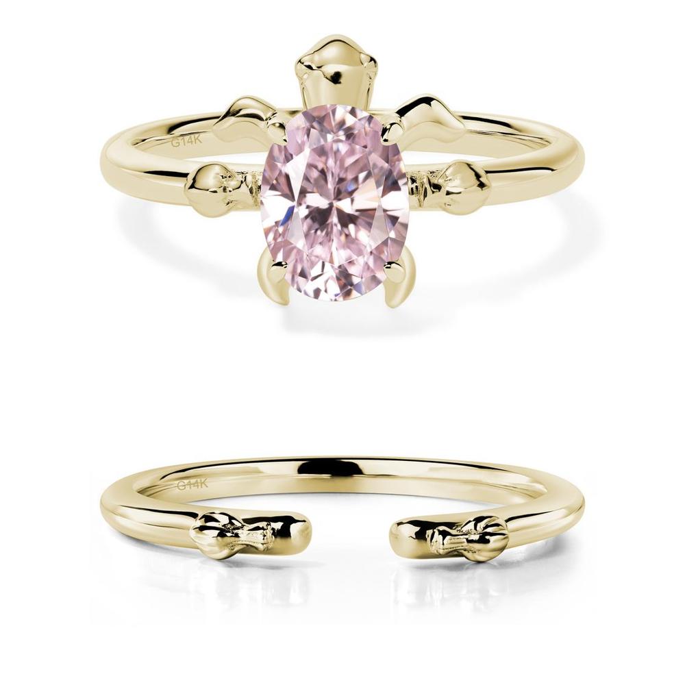 Pink Cubic Zirconia Turtle Ring - LUO Jewelry #metal_14k yellow gold