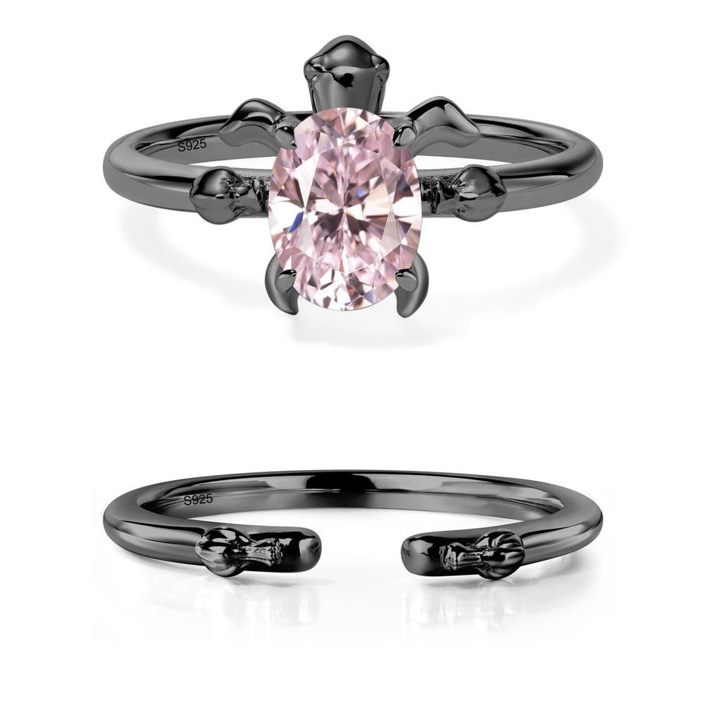 Pink Cubic Zirconia Turtle Ring - LUO Jewelry #metal_black finish sterling silver