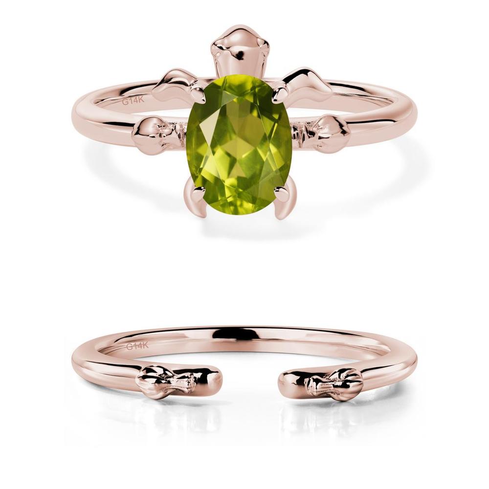 Peridot Sea Turtle Ring - LUO Jewelry #metal_14k rose gold