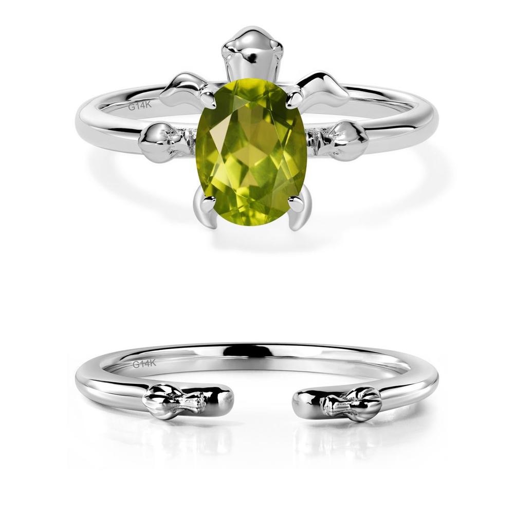 Peridot Sea Turtle Ring - LUO Jewelry #metal_14k white gold