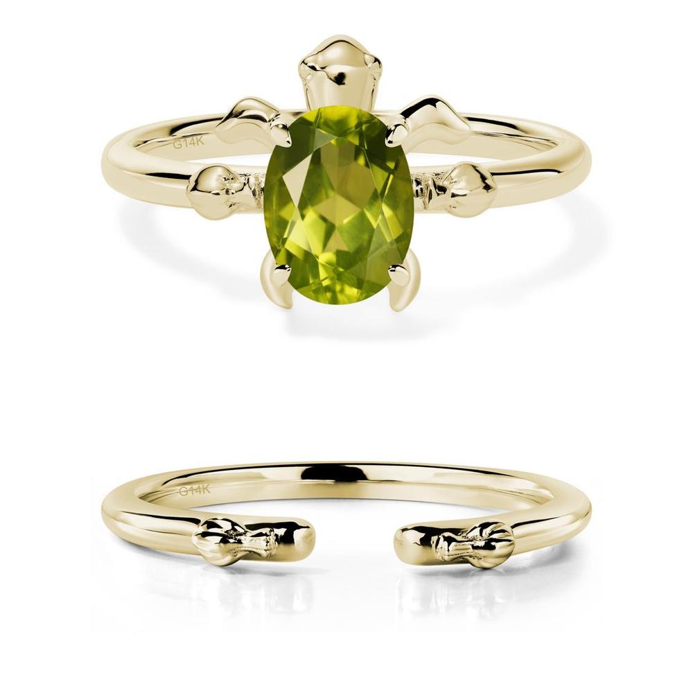 Peridot Sea Turtle Ring - LUO Jewelry #metal_14k yellow gold