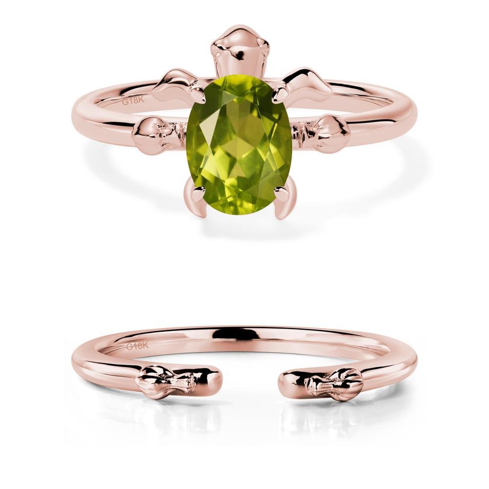 Peridot Sea Turtle Ring - LUO Jewelry #metal_18k rose gold