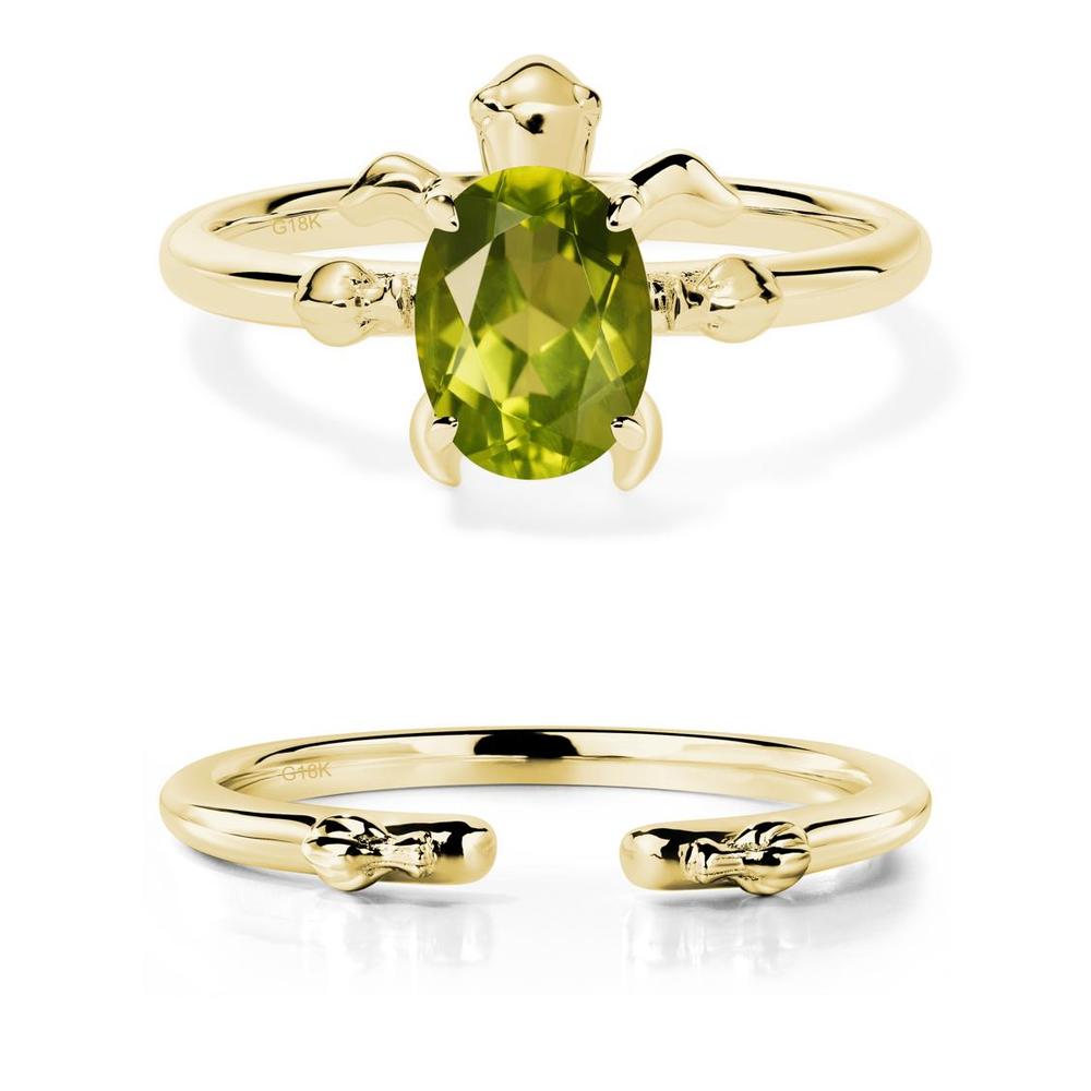 Peridot Sea Turtle Ring - LUO Jewelry #metal_18k yellow gold