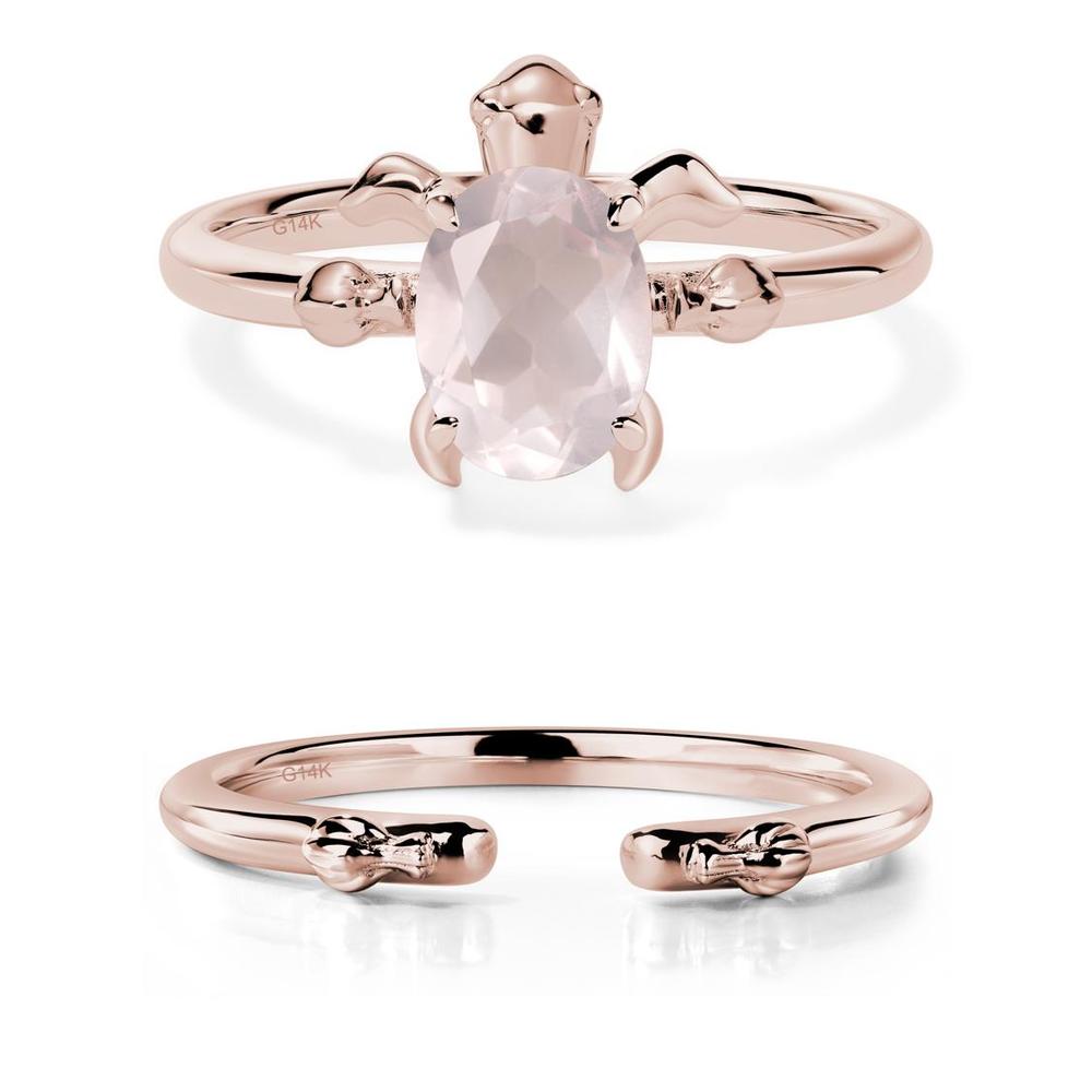 Rose Quartz Turtle Engagement Ring - LUO Jewelry #metal_14k rose gold