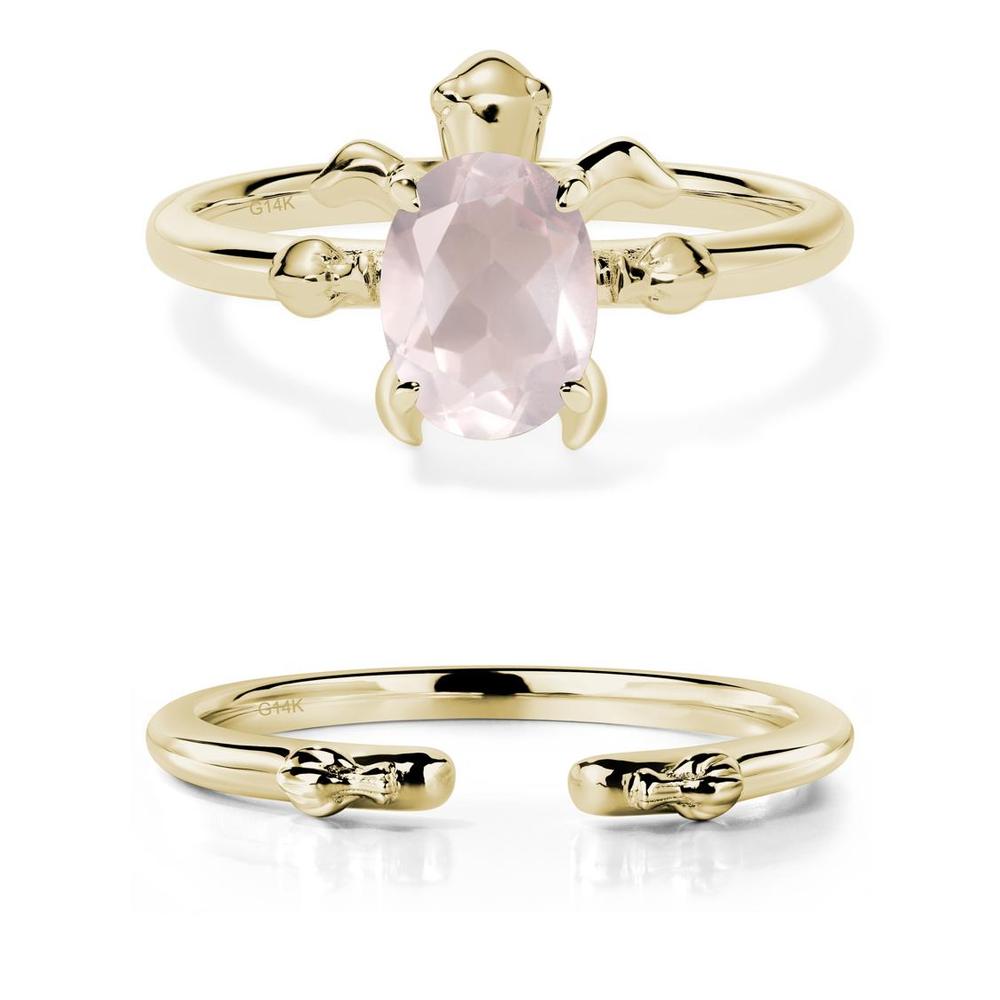 Rose Quartz Turtle Engagement Ring - LUO Jewelry #metal_14k yellow gold