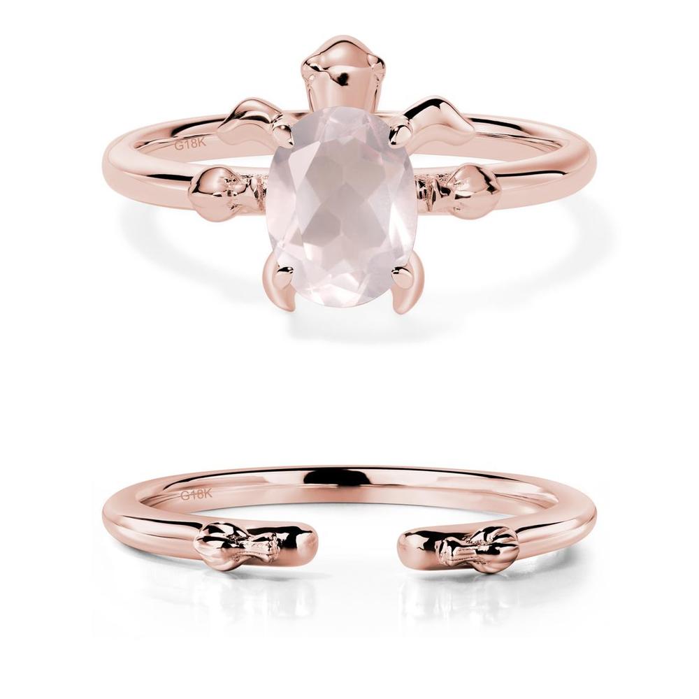 Rose Quartz Turtle Engagement Ring - LUO Jewelry #metal_18k rose gold