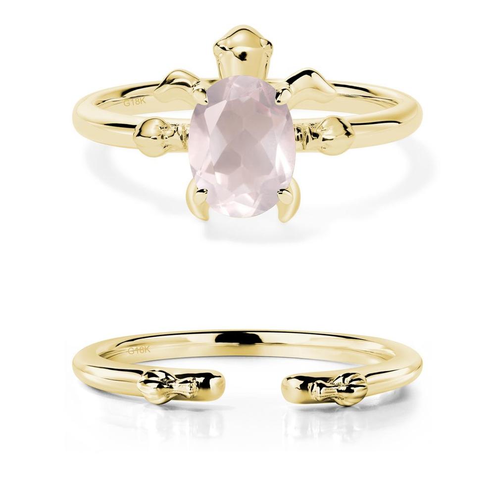 Rose Quartz Turtle Engagement Ring - LUO Jewelry #metal_18k yellow gold