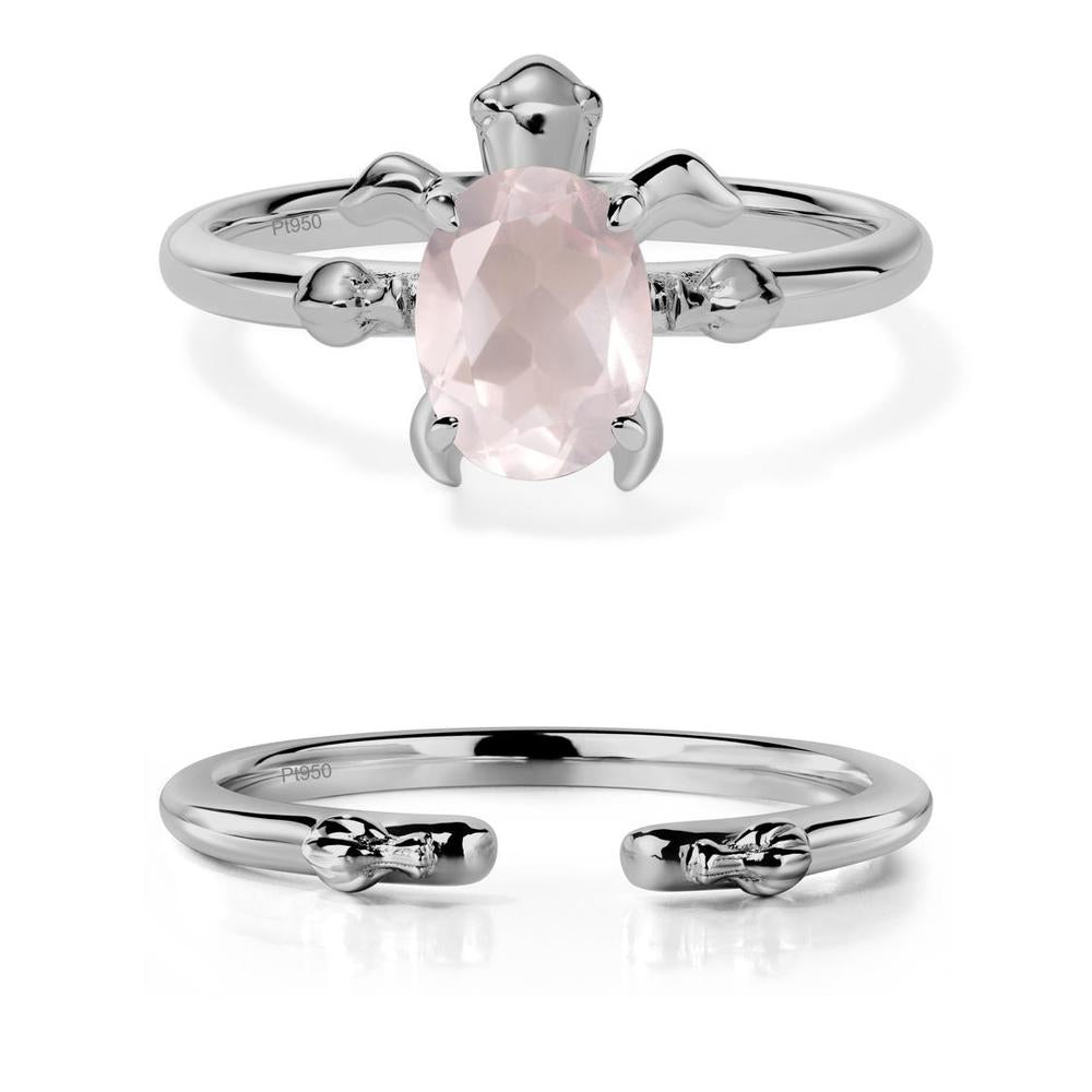 Rose Quartz Turtle Engagement Ring - LUO Jewelry #metal_platinum