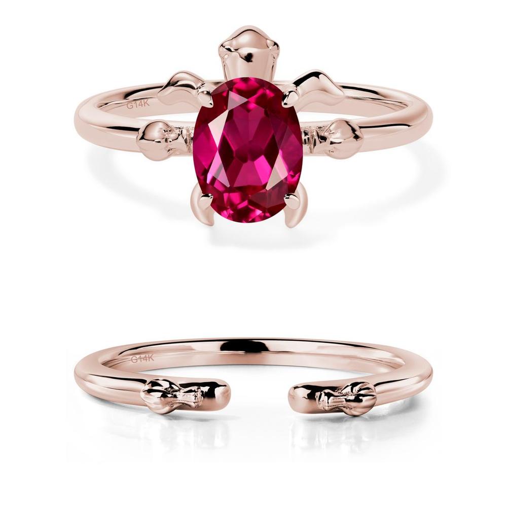 Oval Cut Ruby Turtle Ring - LUO Jewelry #metal_14k rose gold