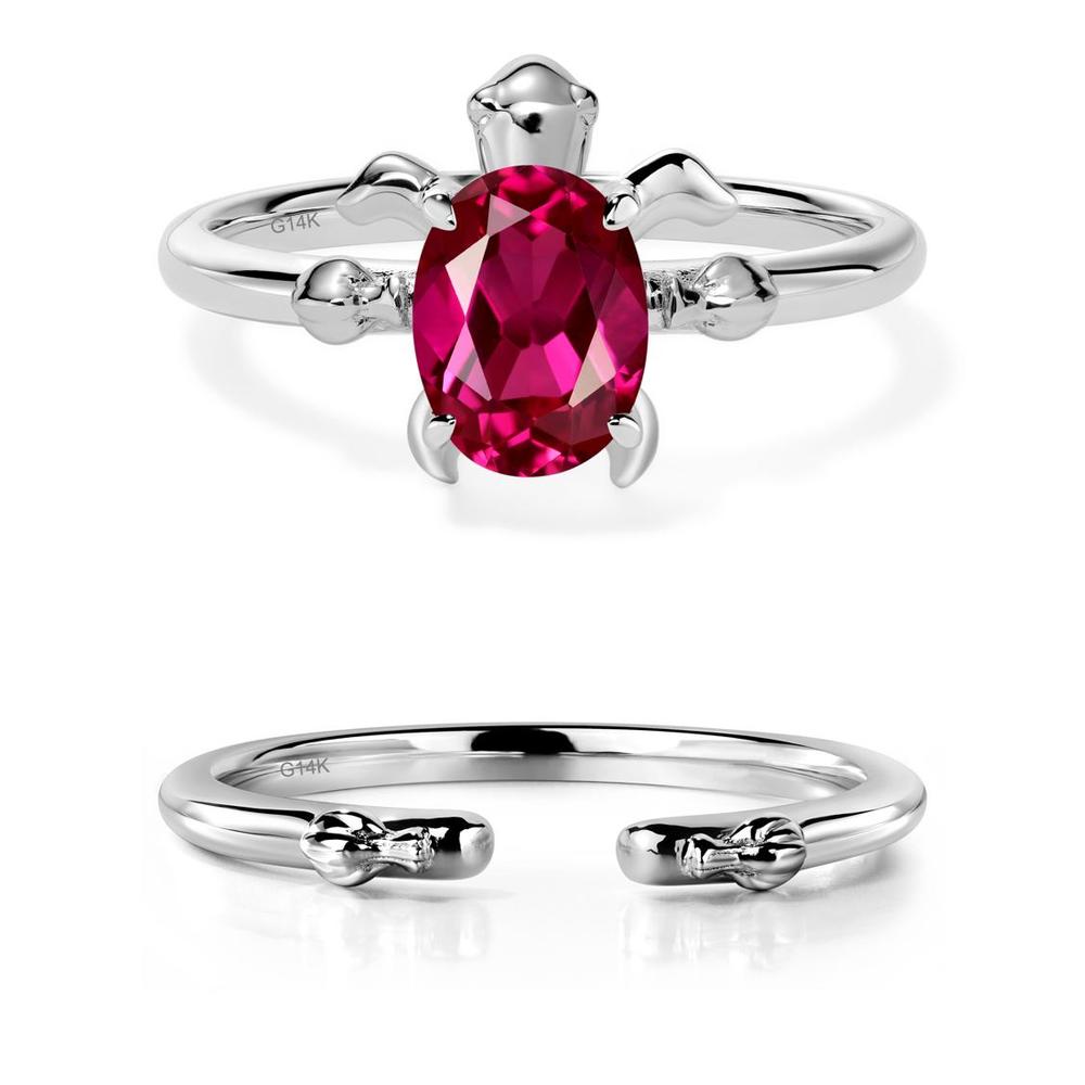 Oval Cut Ruby Turtle Ring - LUO Jewelry #metal_14k white gold