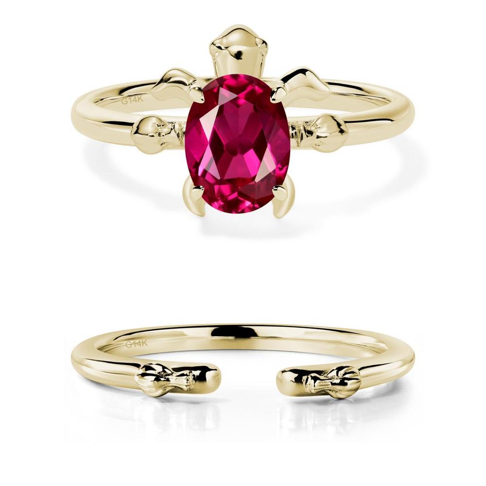 Oval Cut Ruby Turtle Ring - LUO Jewelry #metal_14k yellow gold