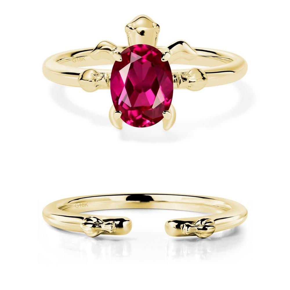 Oval Cut Ruby Turtle Ring - LUO Jewelry #metal_18k yellow gold