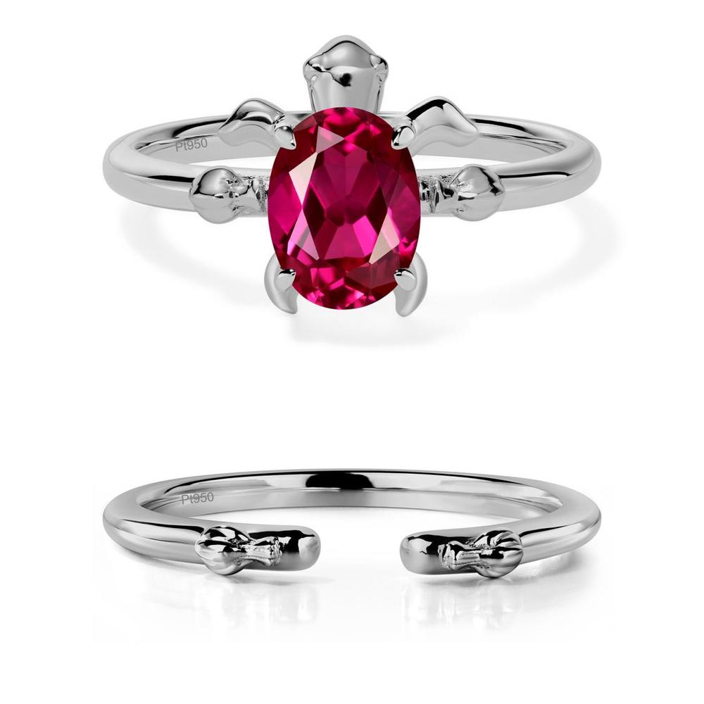 Oval Cut Ruby Turtle Ring - LUO Jewelry #metal_platinum