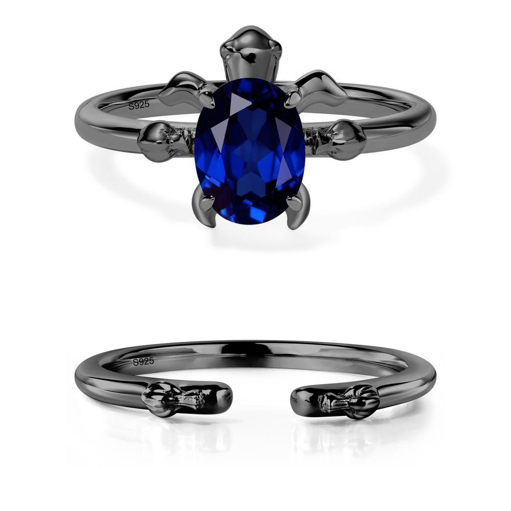 Sapphire Turtle Ring - LUO Jewelry #metal_black finish sterling silver