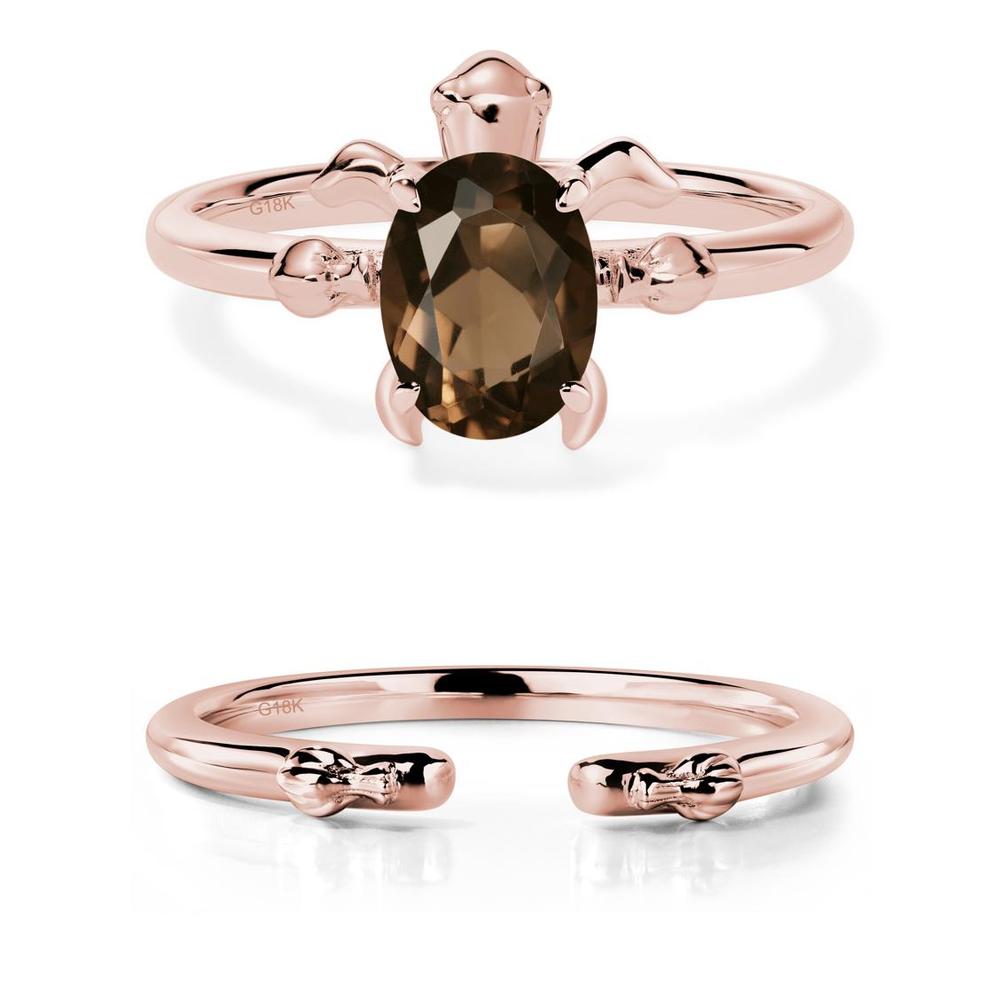 Smoky Quartz Sea Turtle Ring - LUO Jewelry #metal_18k rose gold