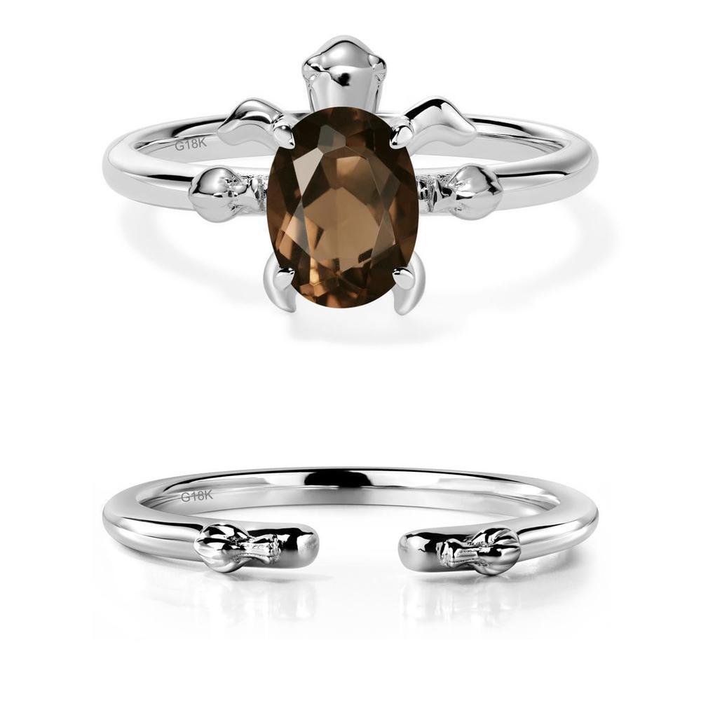 Smoky Quartz Sea Turtle Ring - LUO Jewelry #metal_18k white gold