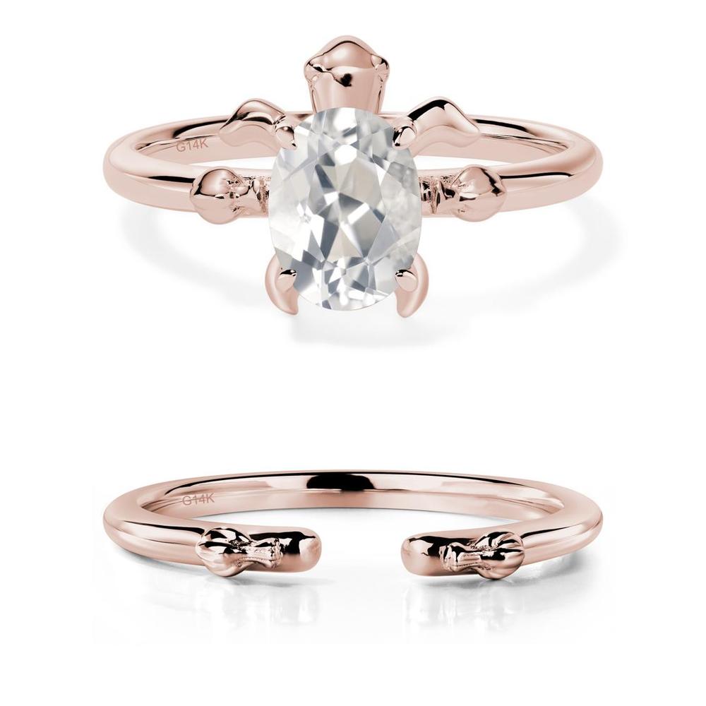 White Topaz Turtle Engagement Ring - LUO Jewelry #metal_14k rose gold