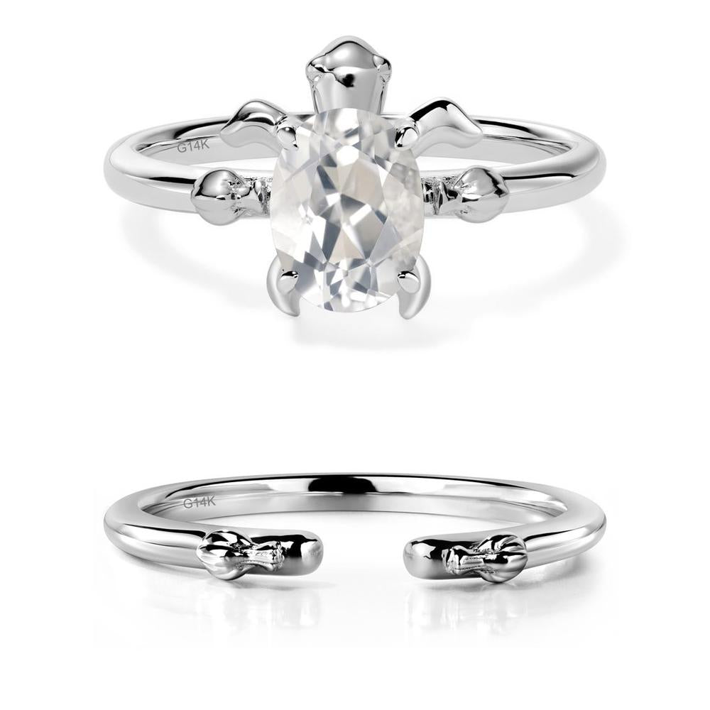 White Topaz Turtle Engagement Ring - LUO Jewelry #metal_14k white gold