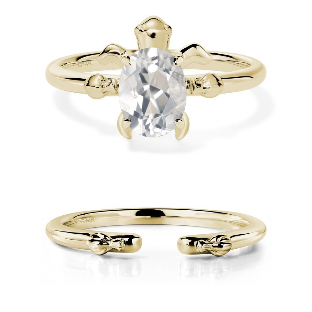 White Topaz Turtle Engagement Ring - LUO Jewelry #metal_14k yellow gold