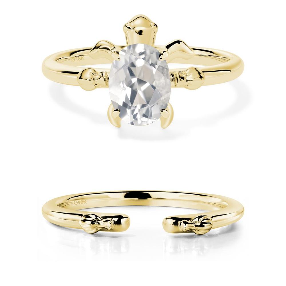 White Topaz Turtle Engagement Ring - LUO Jewelry #metal_18k yellow gold