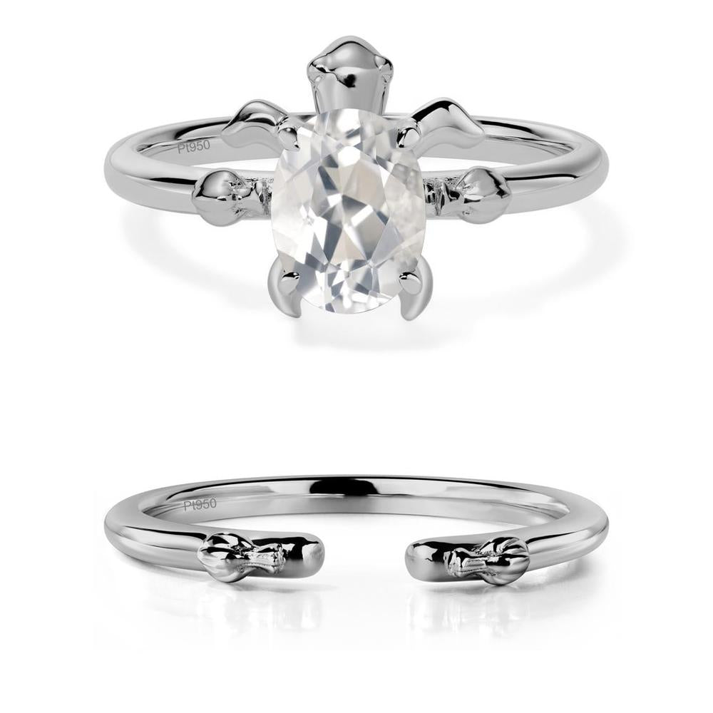 White Topaz Turtle Engagement Ring - LUO Jewelry #metal_platinum